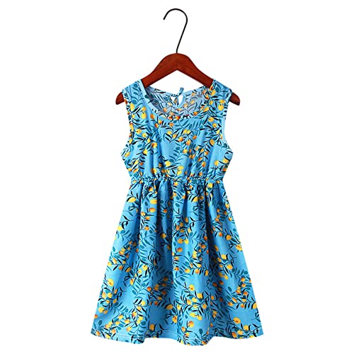 Vestido de dama de honra infantil infantil gola redonda vestido de verão casual praia estampa floral