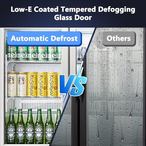 BODEGA BODEGACOOLER Back Bar Cooler With 3 Glass Doors,11.4 Cu.Ft Stainless Steel Commercial Back Bar Fridge with LED Lighting,Counter Height Bar Beverage Cooler for Beer,Soda Drinks,Wine on Fridge.com