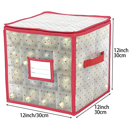 Sattiyrch Plastic Christmas Ornament Storage Box With Zippered Closure - Store Up To 64 Of The 3-Inch Standard Christmas Ornaments, Xmas Ornaments Storage With Dividers & Two Handles thumb #1
