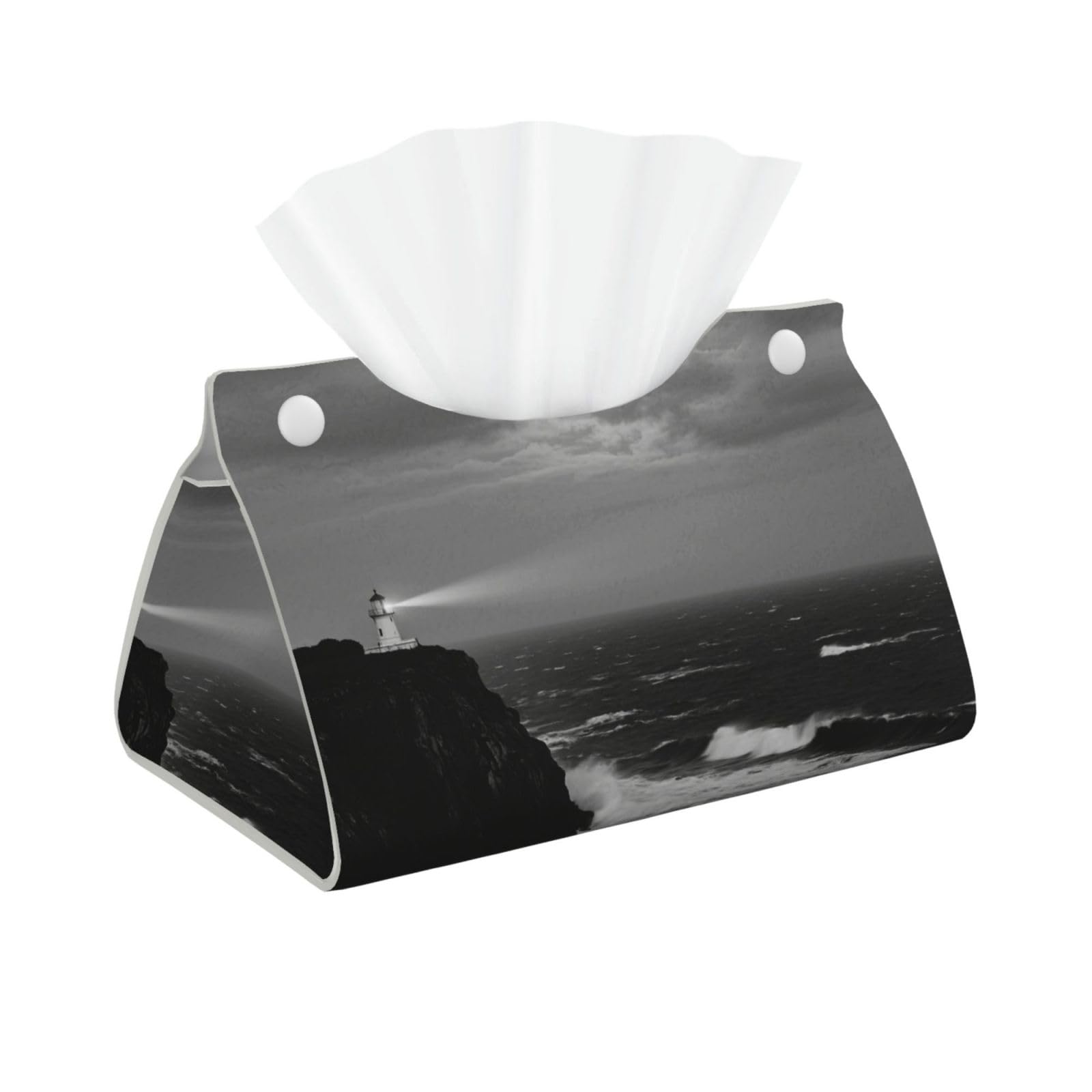 Pu Leather Tissue Box Cover, Moon Over Ocean Rectangle Tissue Case Covers Decorative Tissue Box Holder Waterproof Tissue Holder Organizer for Bathroom Home Office