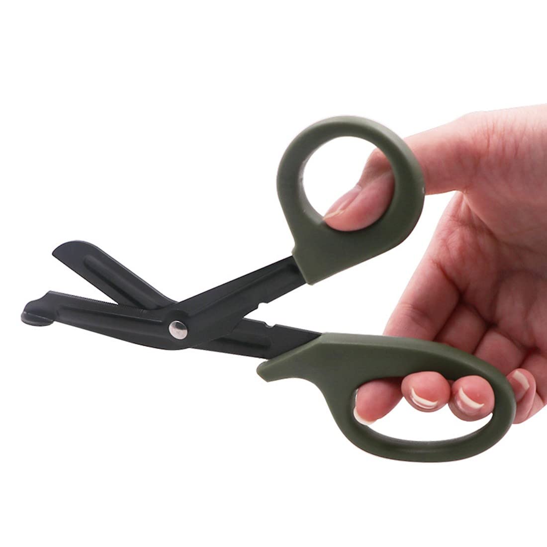 Forbici mediche Forbici per bendaggi in acciaio inossidabile EMT Forbici da trauma per kit di pronto soccorso da viaggio all'aperto (Verde Scuro)