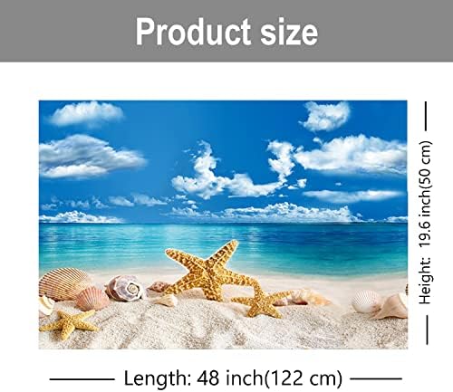 ELEBOX Fish Aquarium Background Starfish Blue Sky Beach Shell Seaweed Fish Tank Poster Background 19" x 48" - 4