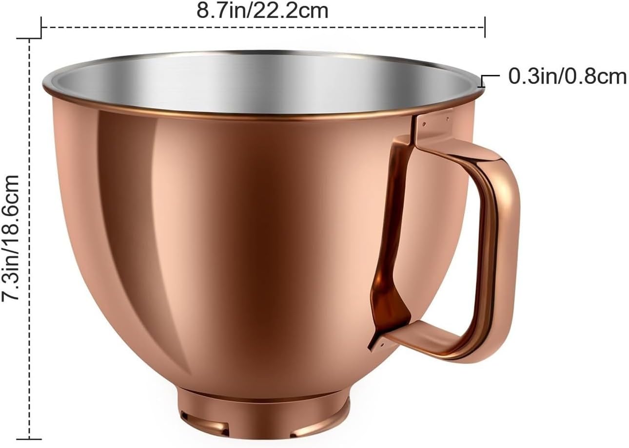 blender parts & accessories, Rose Gold Bowl,Compatible For KitchenAid 5QT Mixer Stainless Steel For Kitchen Aid Replacement For Tilt-Head Mixers,for replacement