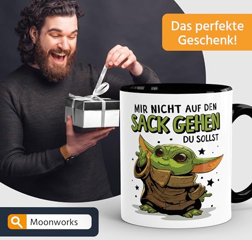 MoonWorks Kaffee-Tasse mit Spruch Mir nicht auf den Sack gehen du sollst Baby Bürotasse lustige Kaffeebecher Weiss-innen-schwarz standard – Ansicht 4