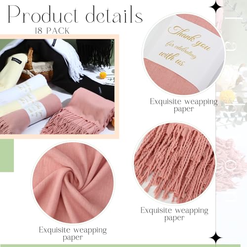 18 Pack Scarf Pashmina Shawls and Wraps for Wedding Bridesmaid Party Favors Gifts Guests Bulk with Thank You Box2