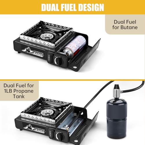WADEO-Dual-Fuel-Stove-Portable-Camping-Stove-with-3FT-CGA600-M161-Propane-Regulator-Hose-Portable-Windshield-Camping-Stove-for-Camping-Hiking-Party