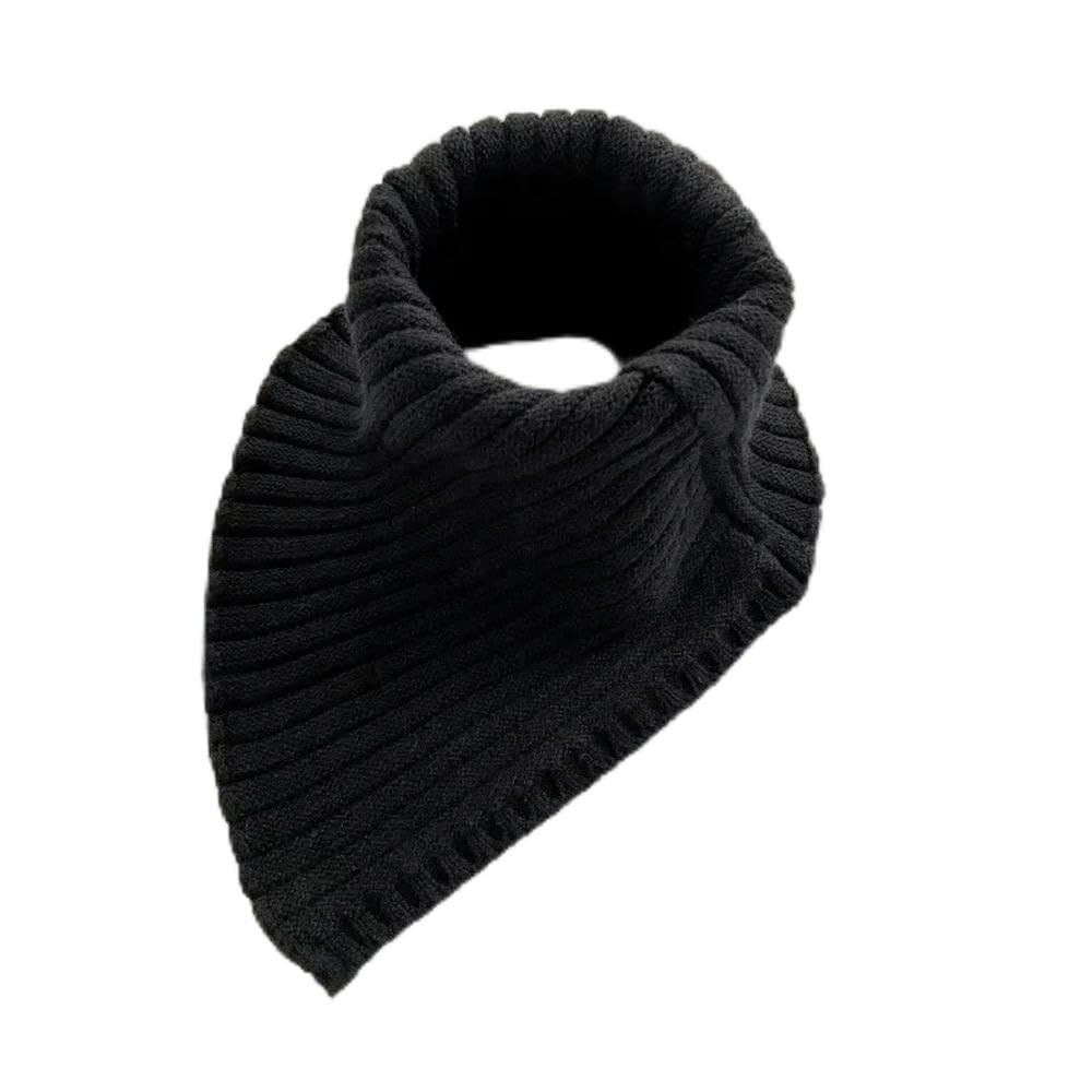Nysdm Women's Black Fashion Autumn Winter Knitted Fake Collar Scarf Warm Turtleneck Neck Warmer Detachable Winter Warm Windproof Scarf