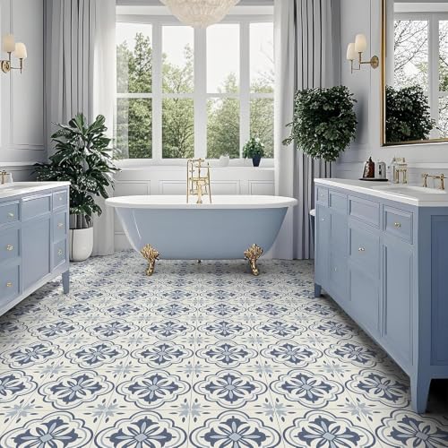 Image of Moroccan Tile Stickers | Waterproof Self Adhesive Peel & Stick Tile Decals for Kitchen Backsplash, Bathroom Wall, Floor, Furniture & Glass (6x6 Inch, Design 57)