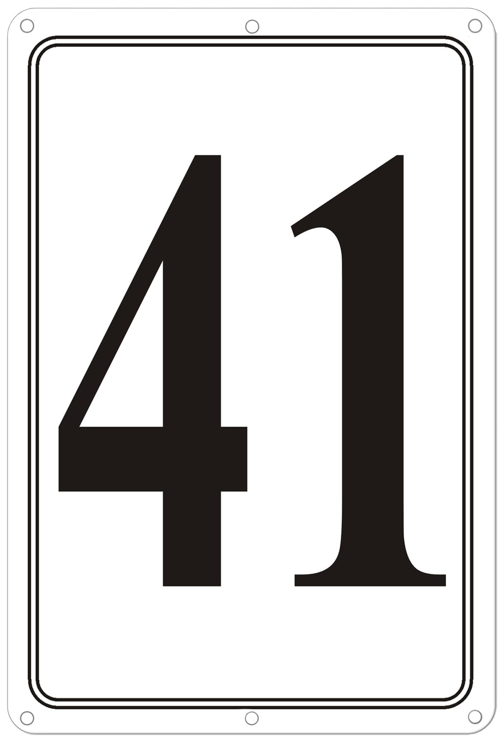 Premium Aluminum Number Signs 41, Metal 12" X 8" Numbered Signs Outdoor for Parking Lots, Floor, Dock, Court, Aisle, Field, High Visibility, No Fade, Weather-resistant