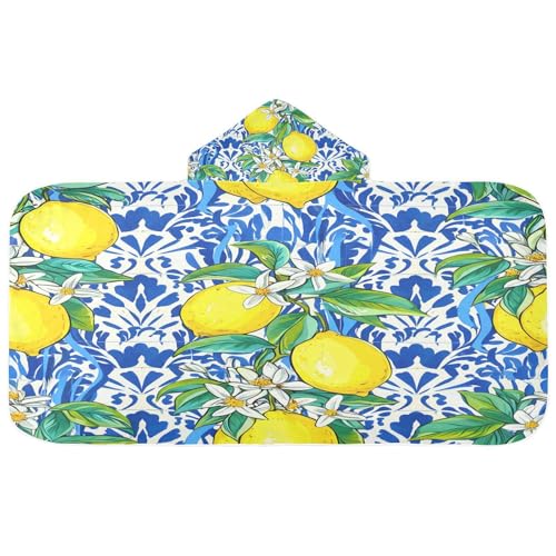 BOESI Graffiti Lemon Pattern Kids Hooded Bath Towel, Pool Beach Towel, Kids Hooded Towel, Soft and Comfortable, Absorbent and Quick Drying