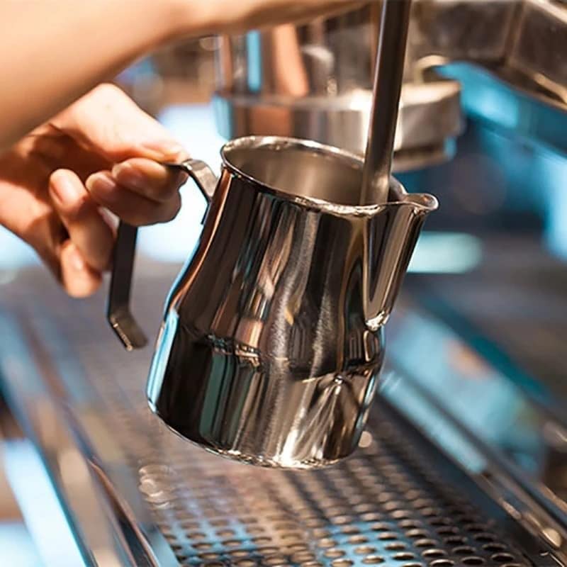 Kubek do spieniania mleka, Dzbanek do mleka, profesjonalny spieniacz, kubek Barista Espresso Steam, długi, zaokrąglony dzióbek, 350/550/750 ml