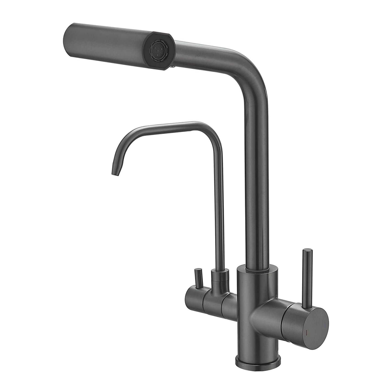 ZYCHSJXA Drinking Water Tap Black Brass 3 Way Filter Kitchen Taps Sink Mixer Rotating Faucet