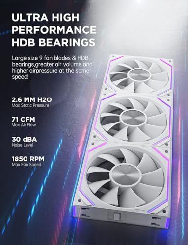 Image of Asiahorse Dawn 120mm Case Fan, ARGB PWM 1850RPM /71CFM Airflow, Forward & Reverse Blade Design, Low Noise, Precision HDB Bearings High Performance UNI PC Fan Modular Daisy Chain