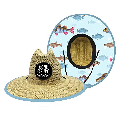 Toddler Kid's Lifeguard Hat Gone Fishin Fishing Straw Beach Cap Fish Fisherman Patch
