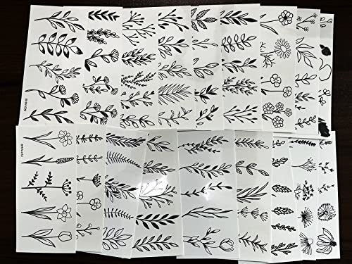 Kotbs 18 Sheets Realistic Temporary Tattoo, Tiny Branch Black Flower Temporary Tattoos For Women Girls Kids, Bouquet Small Tattoo Temporary Sticker Wild Plant Floral Fake Tattoos #TOP4