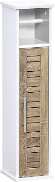 EVIDECO 2 in 1 Toilet Roll Holder and Storage Unit Cabinet-Stockholm-Brown Oak,