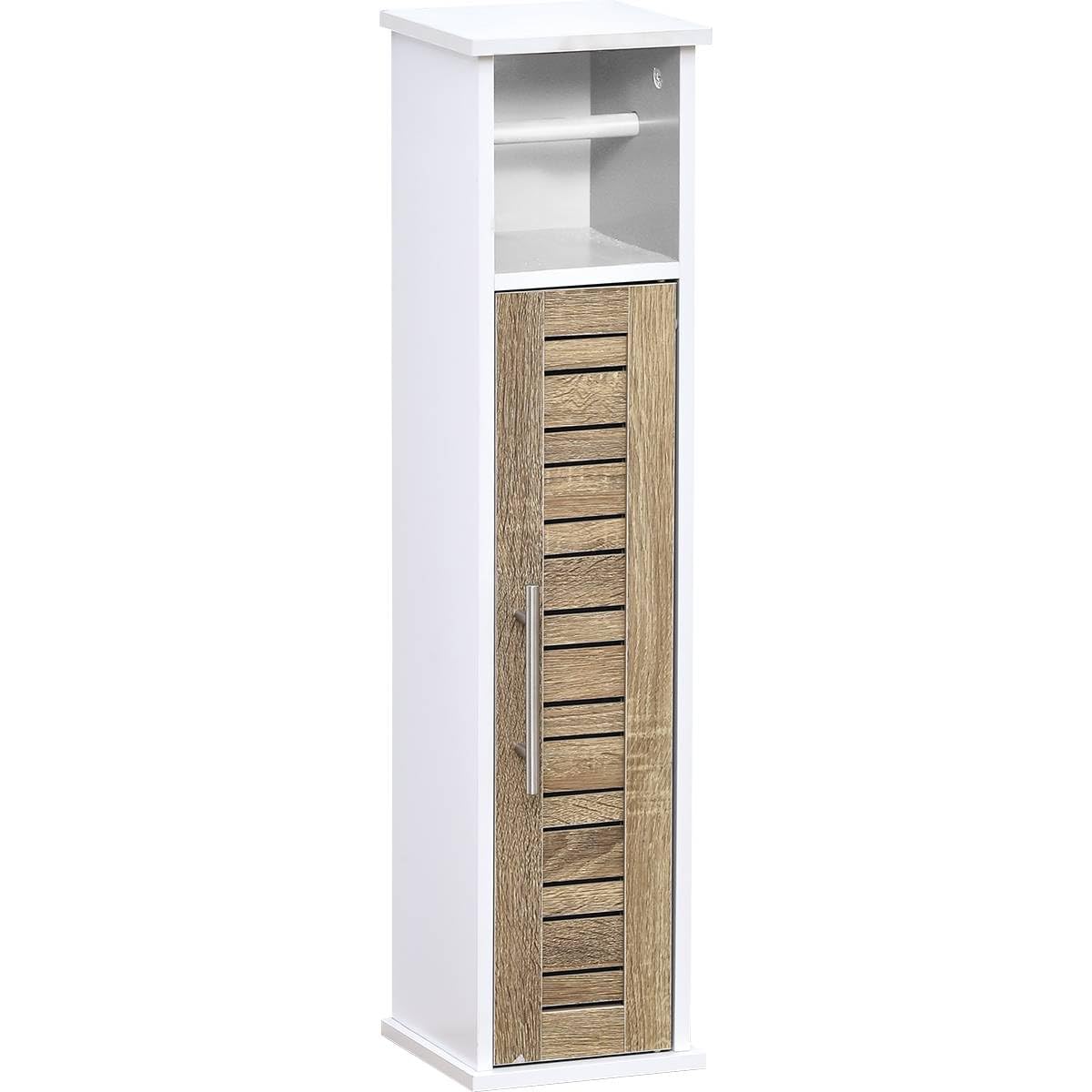 EVIDECO Porte-​Rouleau de Papier Toilette 2 en 1 et Meuble de Rangement - Chêne Marron Stockholm, 100% Panneau de Fibres de densité Moyenne, 2,​3 x 18,​3 x 75,​9 cm (L x l x H)