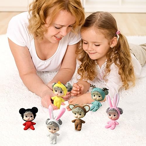 JAWSEU 6PCS Mini Reborn Puppen, Kleine Mini Püppchen mit Kleidung, Realistische Babypuppe, Weicher Körper, Puppenspielzeug für Mädchen, Kleinkinder und Kinder – Bild 3