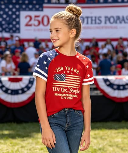 Image of Kids 250th Anniversary USA Shirts Boys Girls USA Shirt 4th of July Outfits Cute Patriotic Top