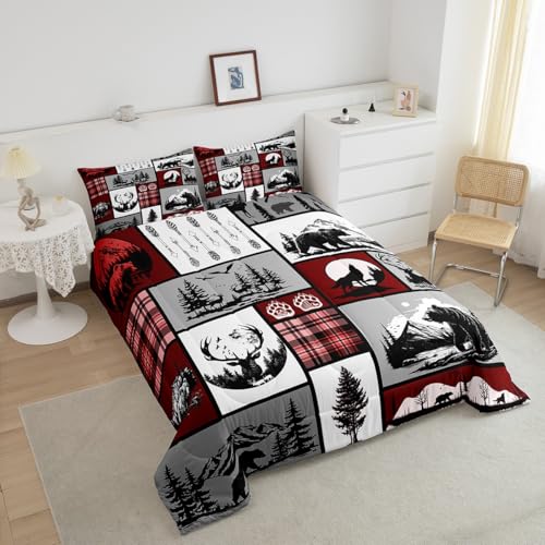 Edredón de oso matrimonial Feelyou con 2 fundas de almohada de ciervo 5