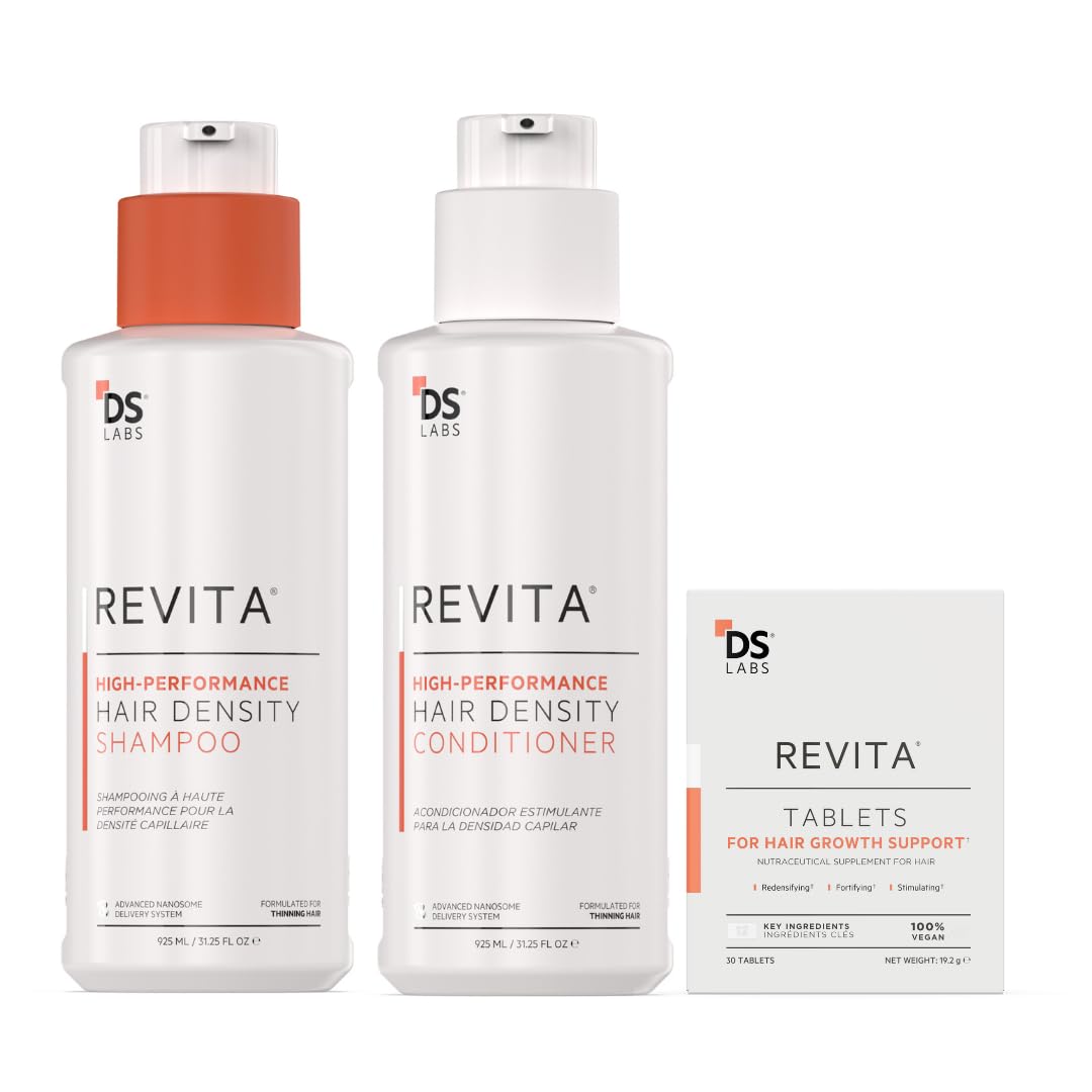 DS Labs Revita Kit 925mL & Tablets – High-Performance Hair Density Shampoo and Supplement, Volumizing & Thickening, Fuller, Healthier-Looking Hair, For Men & Women