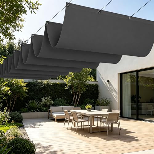 Voile d'ombrage rectangulaire 300x310 cm bâche gris foncé pour jardin - 2