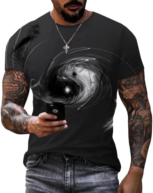 GenericTops & T Shirt - 3D DiagRAMsa Yin Yang BagUas Printed Men T-shirt Unisex Fashion Casual Cool Oversized Tees T Shirts (06 XL)