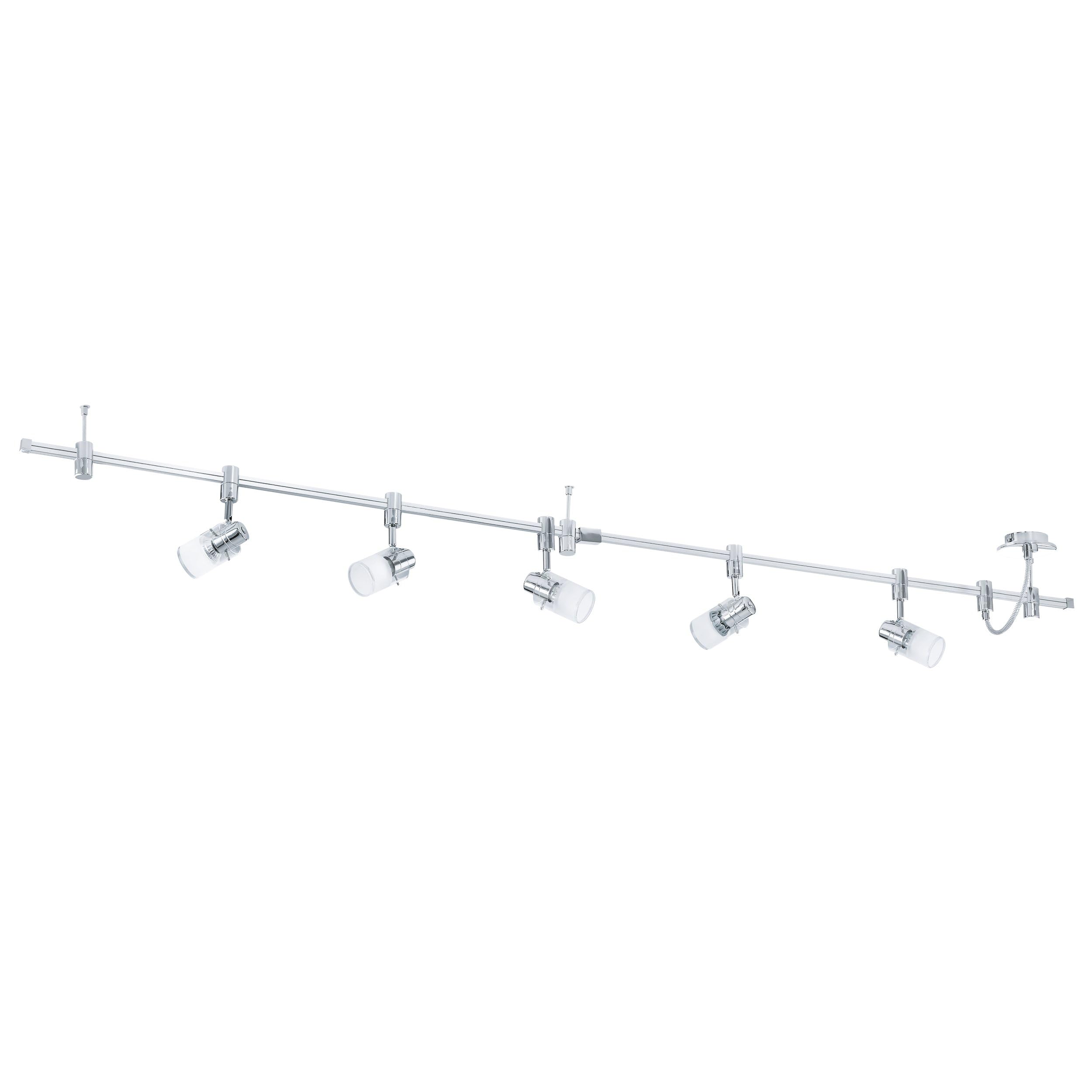 Eglo LED lámpara de techo Vilanova, lámpara de techo de 5 luces, foco de techo en aluminio, metal y vidrio, lámpara para salón en cromo, lámpara para pasillo, focos con bombillas GU10, luz cálida