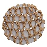 Farbe: gold JUSTFOX - Dutt Netz Haarnetz Bun Frisurenhilfe Stoff Knotennetz mit Strass gold