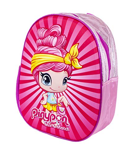 Pinypon - Mochila escolar con diseño 3 D, para niños y niñas a partir de 3 años, color rosa (Famosa 700016007)
