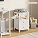 Furologee Nightstands Set of 2, End Table with 2 Fabric Drawers, Night Stand with 2 Hooks, Open Wood Shelf Bedside Table for Bedroom/Living Room/White