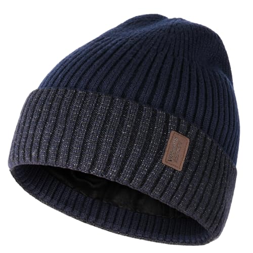 Image of Wmcaps Warm Beanie for Men Women, Fleece Lined Beanie Warm Winter Caps Unisex Fashion Knit Cuffed Cap