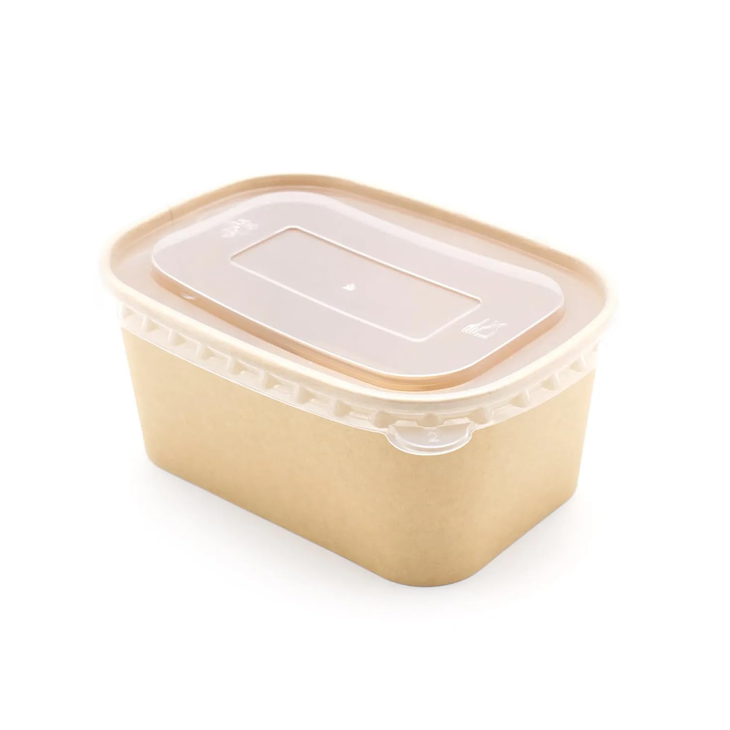 Reborn Packaging Disposable Kraft Paper Rectangular Food Containers PP Lid Takeaway Salad Box (50, 1000ml (35oz) - Extra large)