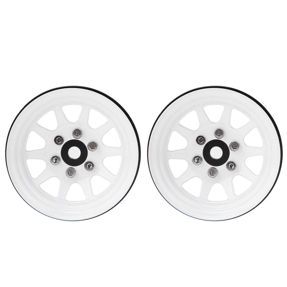 Dilwe Moyeu de Jantes en Alliage Beadlock Compatible avec TRAXXAS -4 1/10 RC Crawler(Blanc)