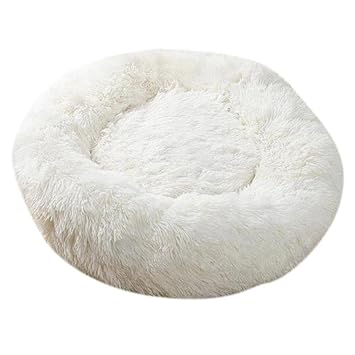 GG Enterprise Pet Dog Sleeping Bed Indoor Pet Round Cozy Comfort Bed Nest White-40cm