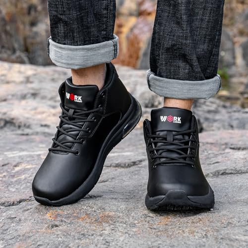 Image of LARNMERN Non Slip Work Boots for Mens Waterproof Chef Shoes