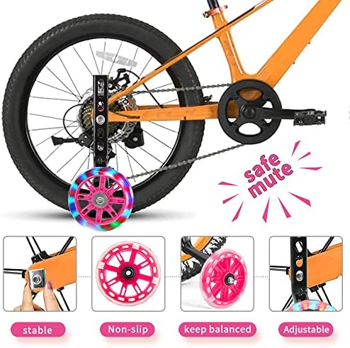 ULEMONDEE Stabilizer Wheels for Kids Bike,Bicycle Stabilizers Support Wheels,1 Pair Universal Bike Stabilisers for Kids Balance Stabilizer wheels Wheel for 12 14 16 18 20 Inch Bikes Pink