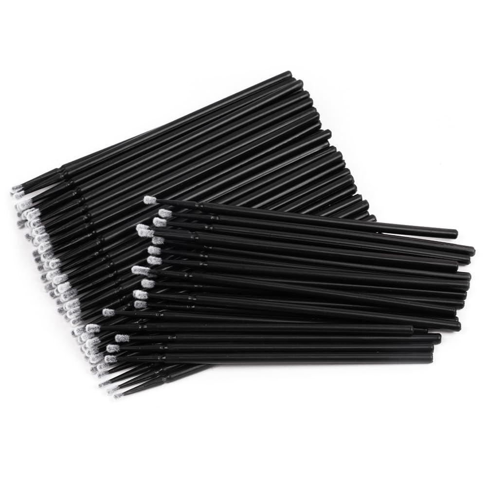 LOPHE Microcepillos Aplicadores 200pcs Mini Cepillo de Micro Herramienta de Injerto de Pestañas Varitas Desechables Negro
