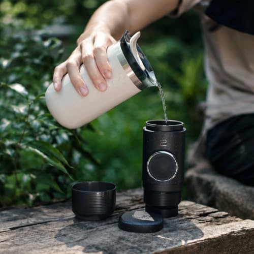 Image of WACACO Minipresso NS2, Portable Espresso Machine, Compatible Original NS Capsules, Travel Coffee Maker, Manually Operated from Piston Action (Coal Black)