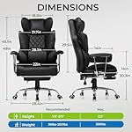 GTRACING Gaming Chair,Office Chair with Pocket Spring Lumbar Support, Ergonomic Comfortable Wide Office Desk Computer Chair with Outward Fixed Soft Armrests and Footrest (PU Leather, Black) - Image 2