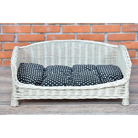 e-wicker24 Wicker Dog Bed with Cushion Cover