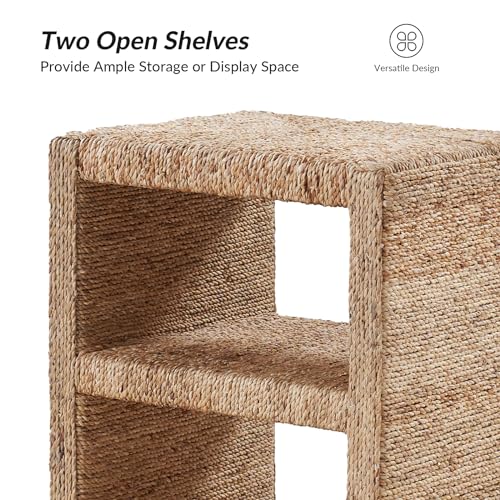 HULALA HOME Rattan Nightstand with Two Open Shelves, Seagrass Side Table Coastal Style, End Tables Natural - Image 6