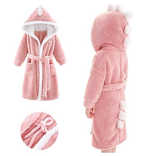 ZZUU Badrock för barn, badrock med huva 100 % bomullsfrotté mjuk bogsering 7-13 år 150 Rosa
