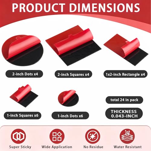 ZZRANYE 24Pcs Double Sided Tape Heavy Duty, Mounting Tape Pad Sticker Strong Adhesive Tape Waterproof Foam Tape for Indoor and Out Door, Home Decoration, Car LED Signs - Image 2