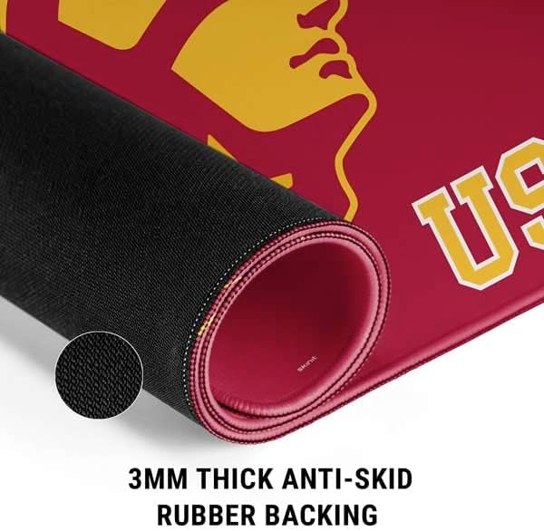 Skinit Extra Large Gaming Mouse Pad - Officially Licensed USC Gold Trojan Mascot Design with Stitched Edges, Waterproof, Non-Slip Rubber Base, Desk Mat for Keyboard & Mouse, 35.75" x 15.4" inches