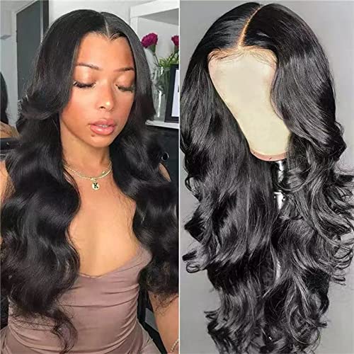 Miniatura 7 de Pelucas de pelo sintético con encaje frontal para mujeres negras. Peluca de ondas largas naturales con encaje frontal y pelo de bebé, línea capilar