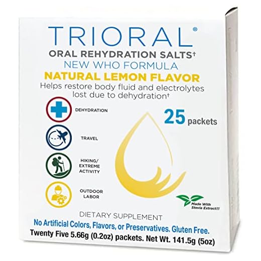 TRIORAL Lemon Rehydration Powder - WHO Hydration Supplement Electrolyte Salts Formula - Combat Dehydration from Workouts, Food Poisoning, Fluid Loss and More - 25 Drink Mix Packets
