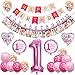 Produktbild Airrioal 1. Geburtstag Dekorationen für MädchenDeko 1 Geburtstag, erst Geburtstag Deko Mädchen (Pink)