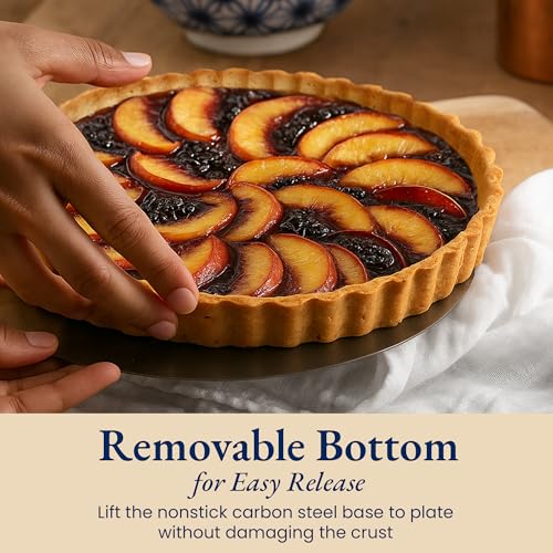 image for Patz&Patz Classic Tart Pan 9 Inch Removable Bottom with Patented Silic