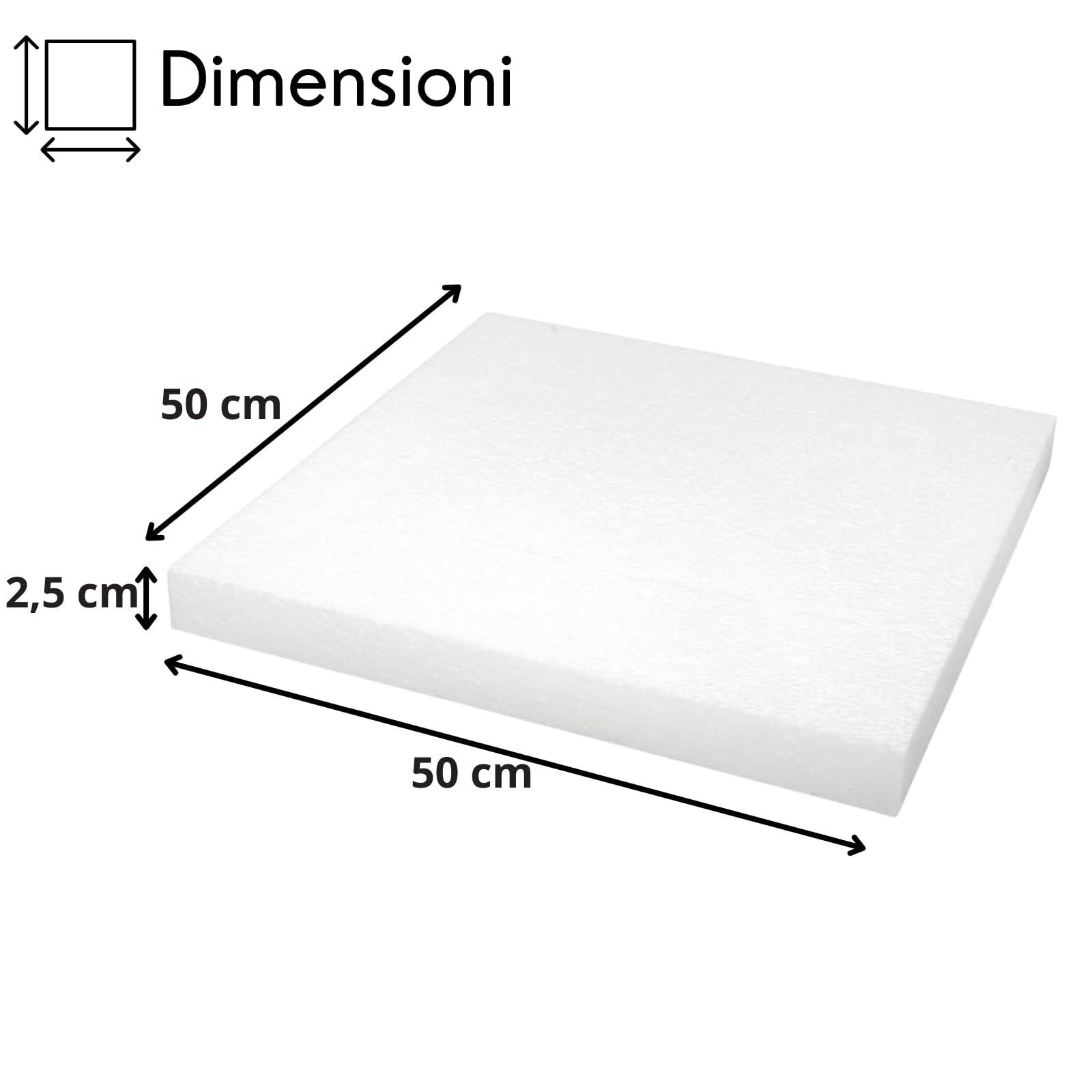 Pannelli in Polistirolo Lastre Spessore 2,5 cm Densità 15gr/mq Fogli 50x50 Isolanti Ideale per Isolamento Termico,Acustico,Soffitto,Multiuso,Imballaggio, Coibentazione e Cappotto (10)